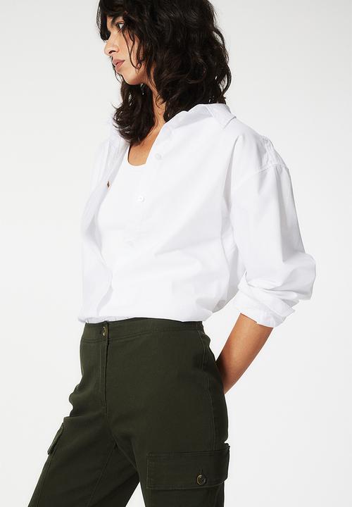 H&M - Cotton twill cargo trousers - dark green