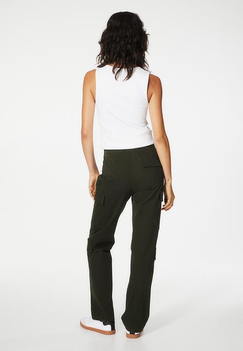 H&M - Cotton twill cargo trousers - dark green