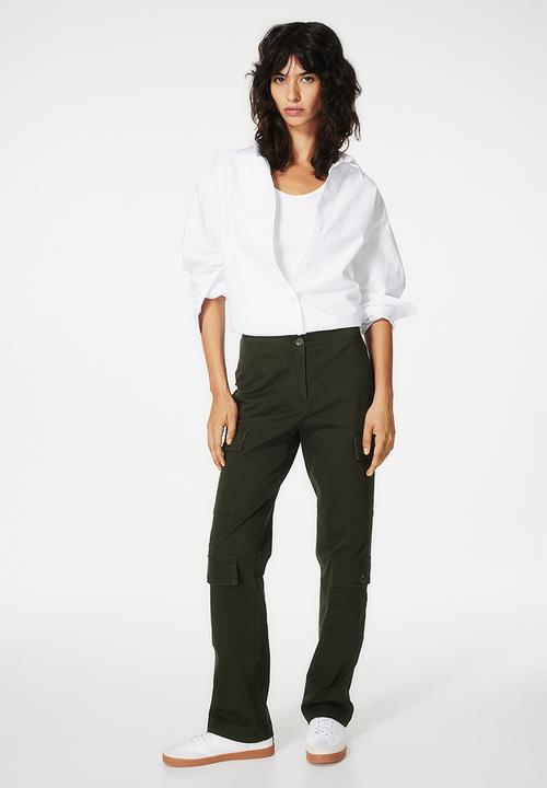 H&M - Cotton twill cargo trousers - dark green