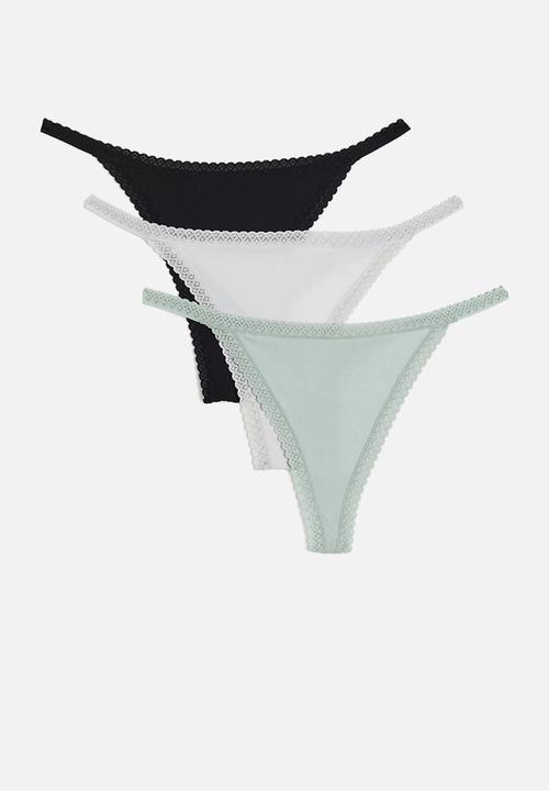 H&M - 3-pack microfibre thong briefs - multi