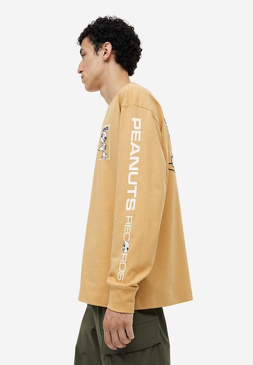 H&M - Relaxed fit printed jersey top - beige, multi