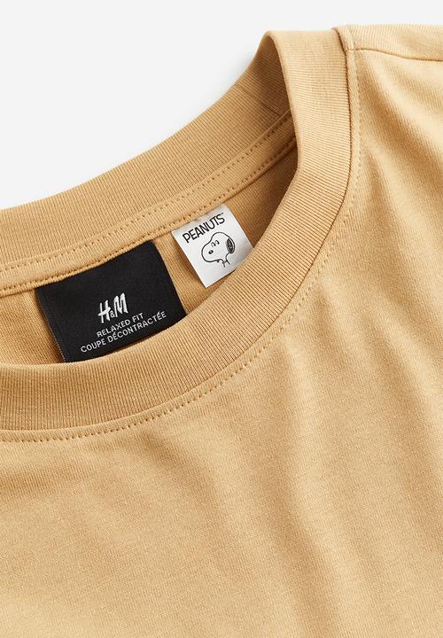 H&M - Relaxed fit printed jersey top - beige, multi