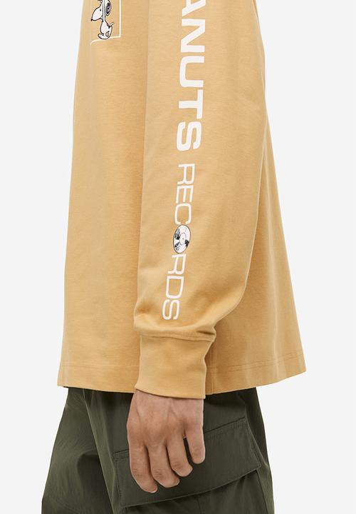 H&M - Relaxed fit printed jersey top - beige, multi