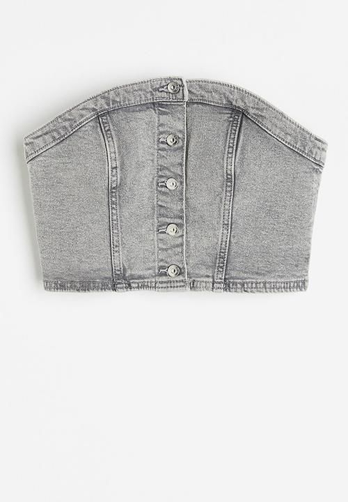 H&M - Denim bustier top - light grey
