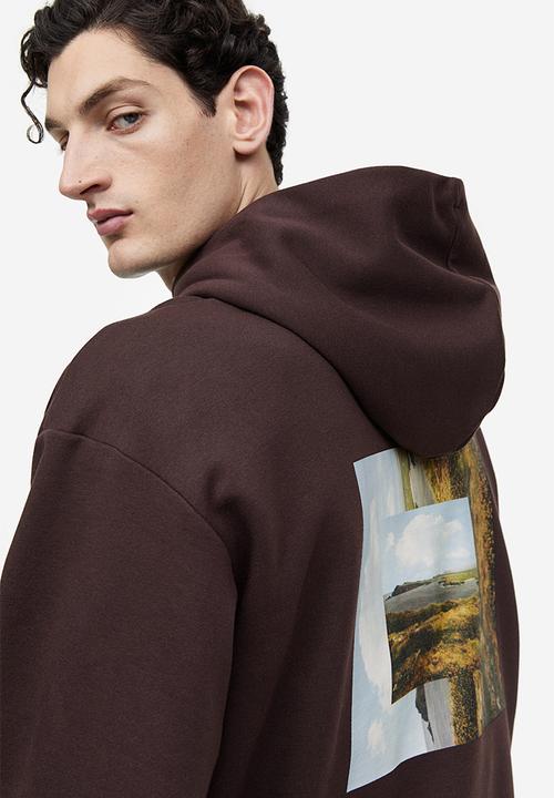 H&M - Loose fit printed hoodie - brown, multi