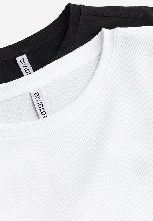 H&M - 2-Pack cotton tops - black & white
