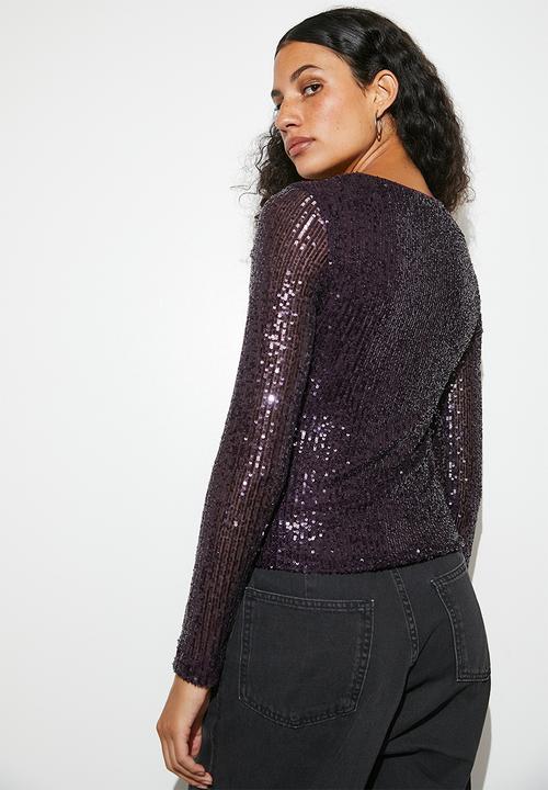 VELVET - Sequins tops - grape 
