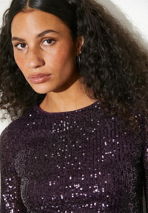 VELVET - Sequins tops - grape 