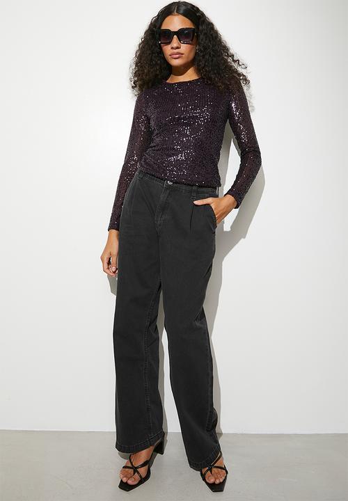 VELVET - Sequins tops - grape 