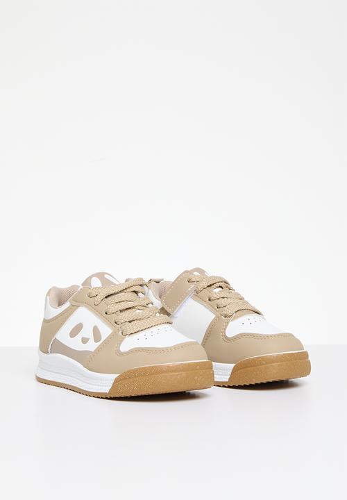 Pop Candy - Lace up sneakers - beige & white