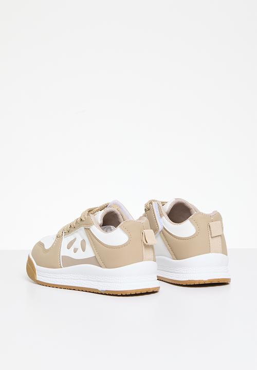 Pop Candy - Lace up sneakers - beige & white
