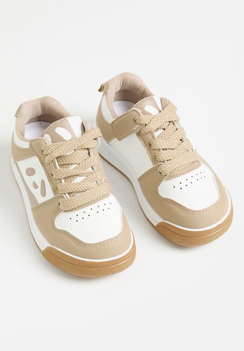 Pop Candy - Lace up sneakers - beige & white
