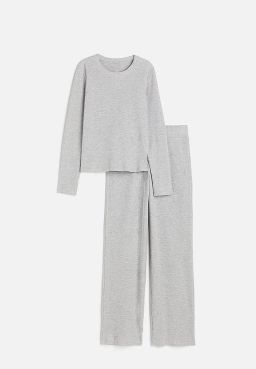 H&M - Waffled pyjama top and bottoms - grey marl