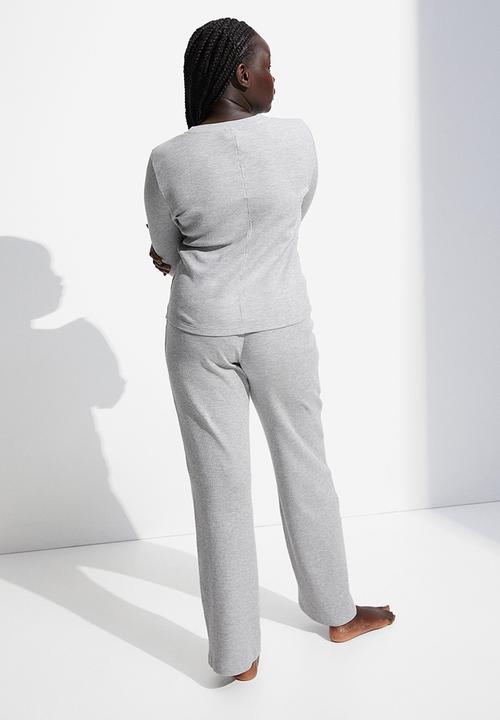 H&M - Waffled pyjama top and bottoms - grey marl