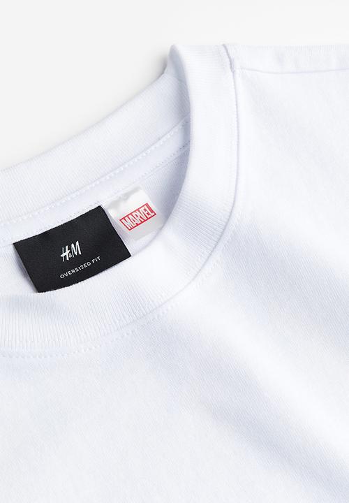 H&M - Oversized fit t-shirt - white, multi