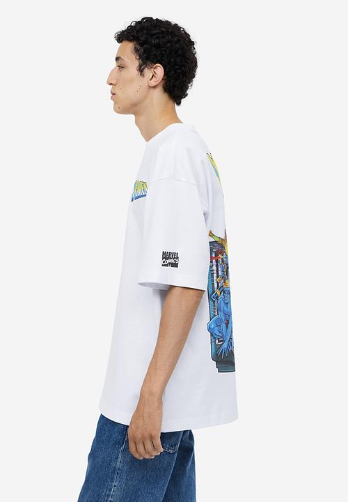 H&M - Oversized fit t-shirt - white, multi