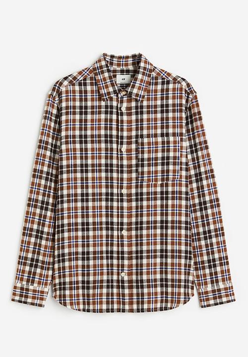 H&M - Regular fit flannel shirt - brown/checked