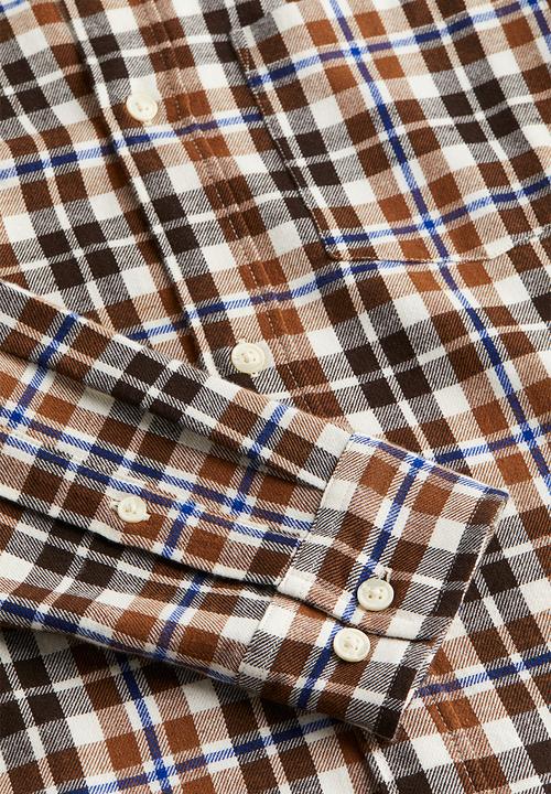 H&M - Regular fit flannel shirt - brown/checked