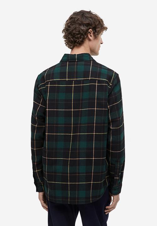 H&M - Regular fit flannel shirt - dark green/checked