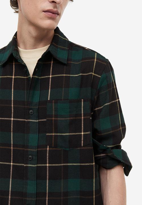 H&M - Regular fit flannel shirt - dark green/checked