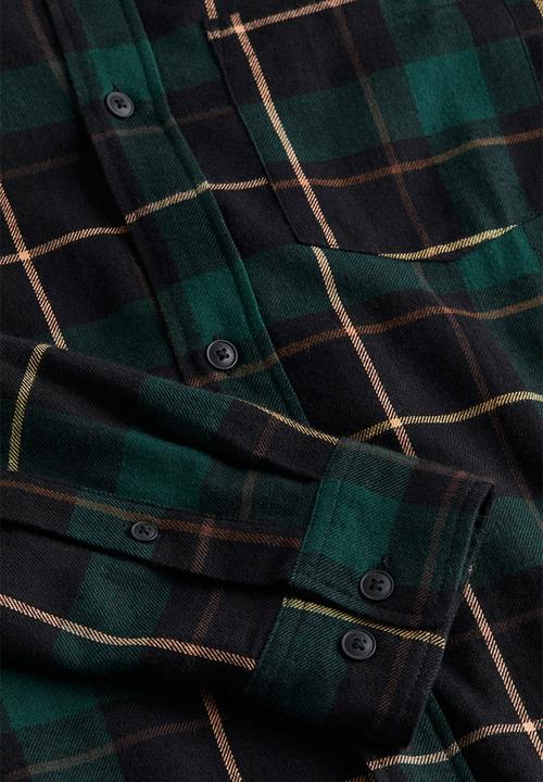 H&M - Regular fit flannel shirt - dark green/checked