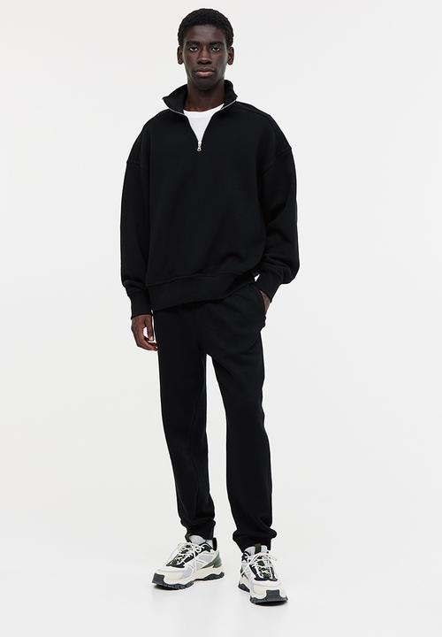 H&M - Oversized fit half-zip sweatshirt - black