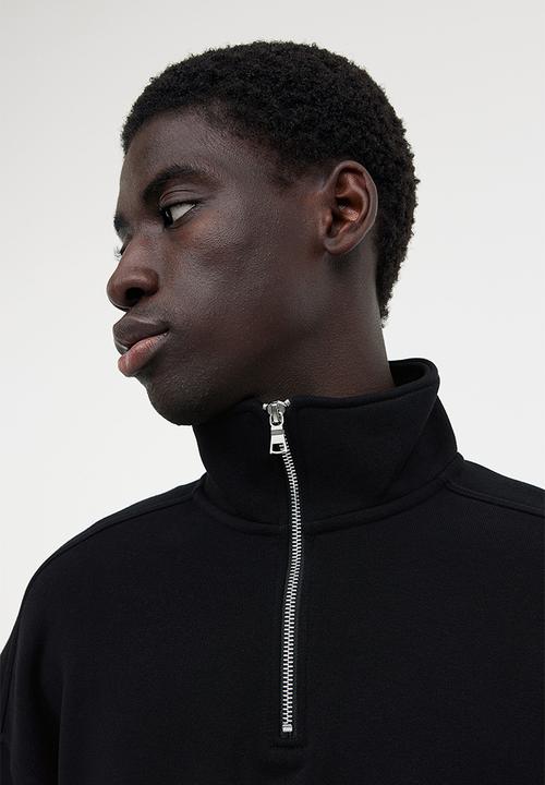 H&M - Oversized fit half-zip sweatshirt - black