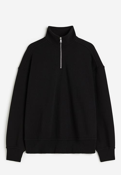 H&M - Oversized fit half-zip sweatshirt - black