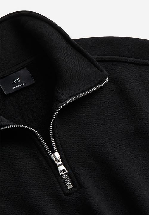 H&M - Oversized fit half-zip sweatshirt - black
