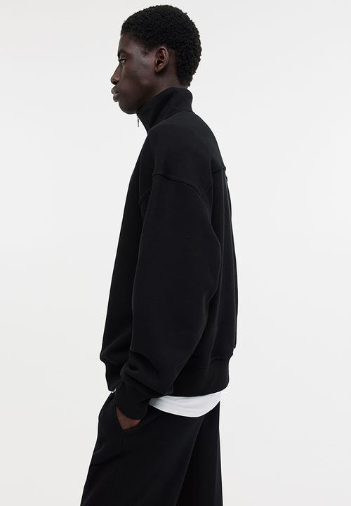 H&M - Oversized fit half-zip sweatshirt - black