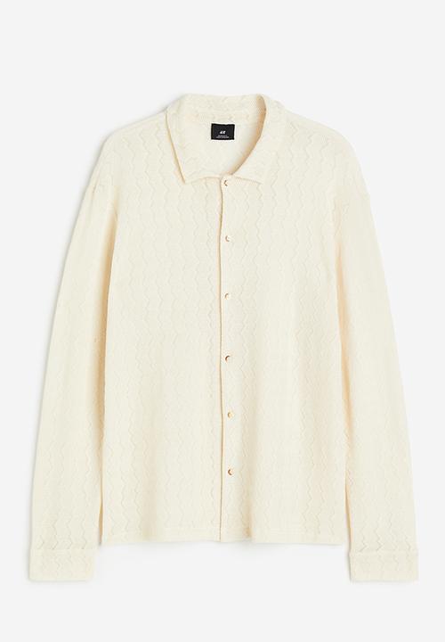 H&M - Regular fit crochet-look resort shirt - cream