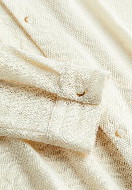 H&M - Regular fit crochet-look resort shirt - cream