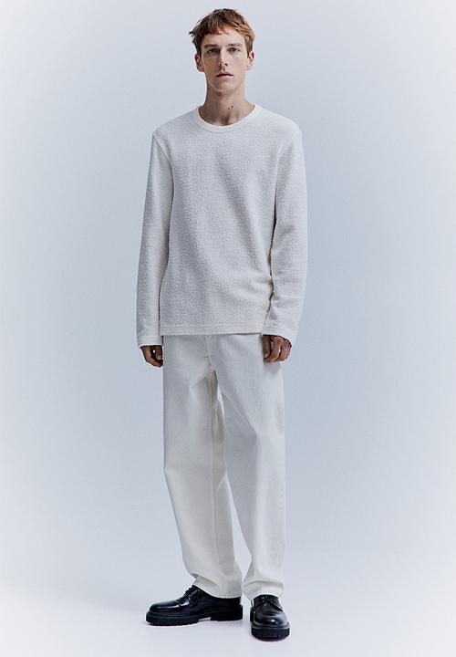 H&M - Relaxed fit textured long-sleeved top - cream