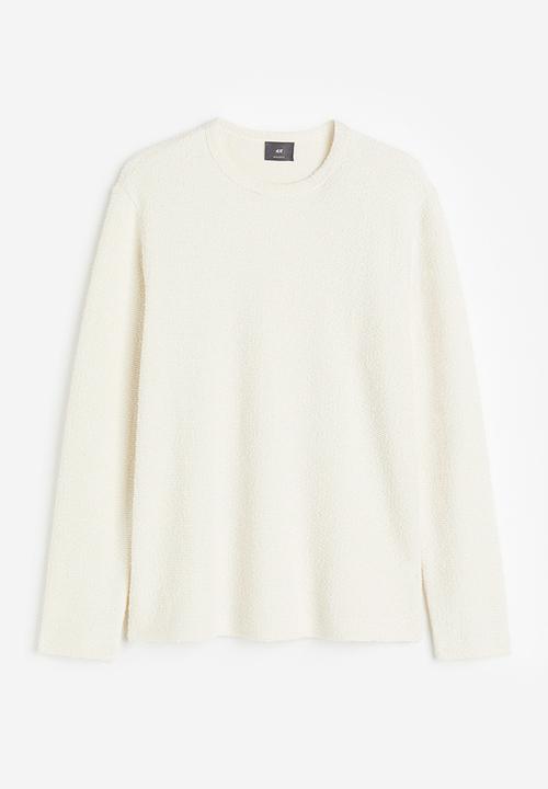 H&M - Relaxed fit textured long-sleeved top - cream