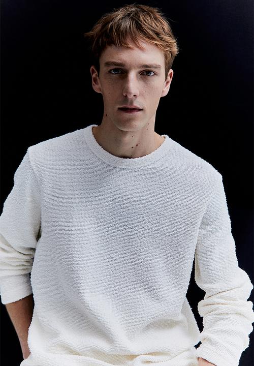 H&M - Relaxed fit textured long-sleeved top - cream