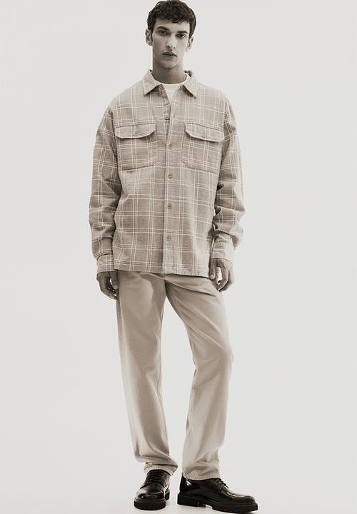 H&M - Regular fit overshirt - beige/checked