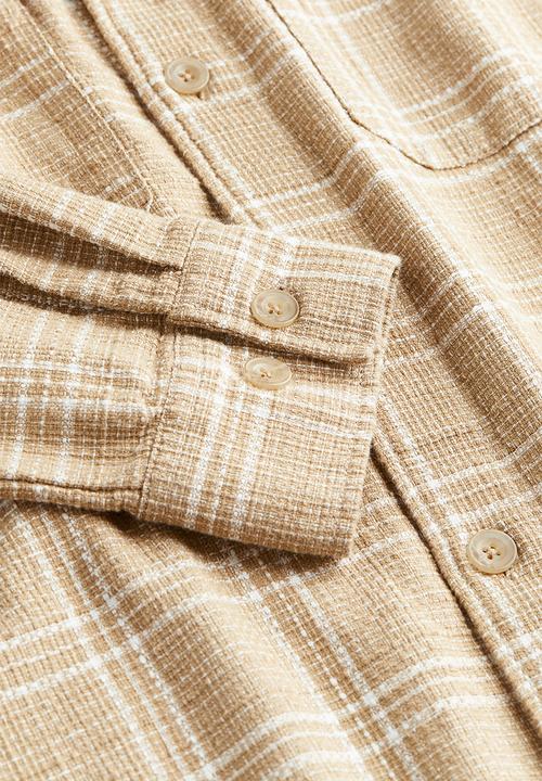 H&M - Regular fit overshirt - beige/checked