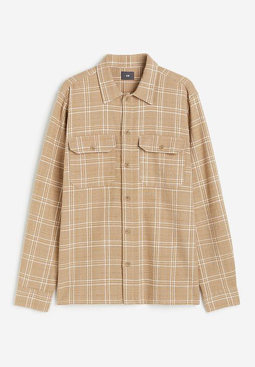 H&M - Regular fit overshirt - beige/checked