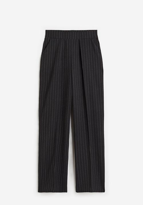 H&M - High-waisted tailored trousers - black, grey, multi
