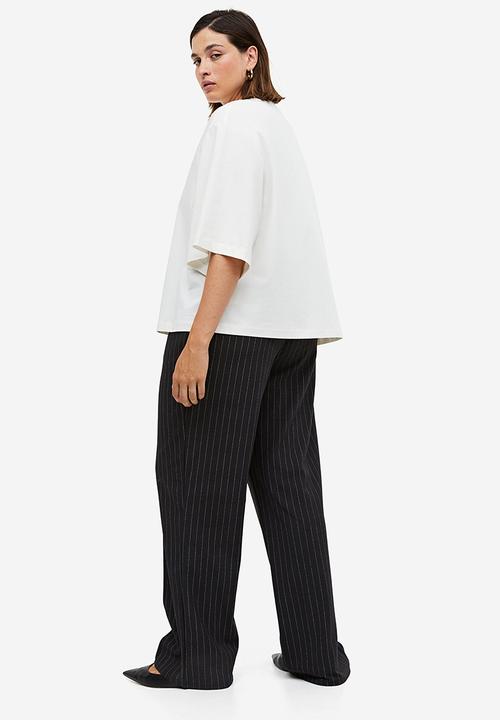 H&M - High-waisted tailored trousers - black, grey, multi