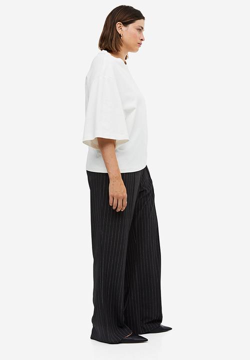 H&M - High-waisted tailored trousers - black, grey, multi