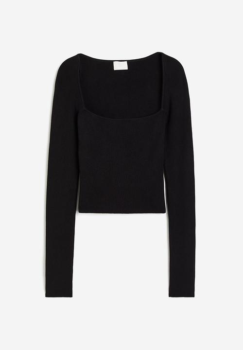 H&M - Square-neck cropped top - black