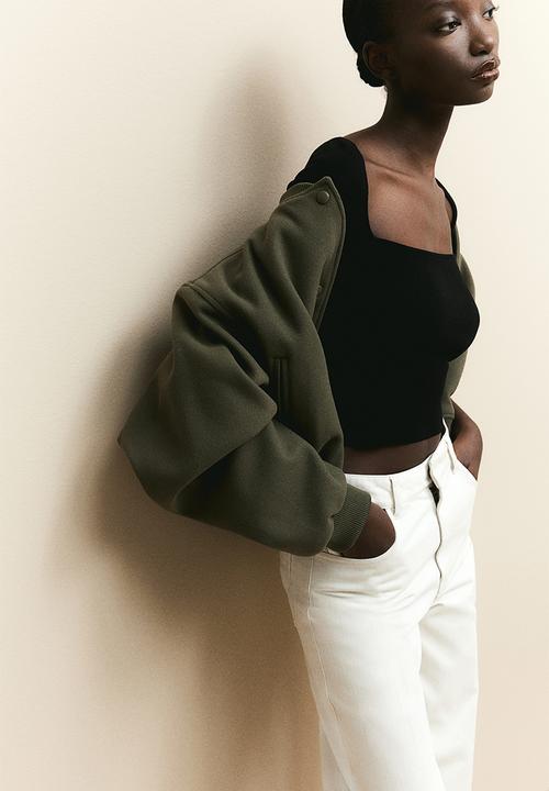 H&M - Square-neck cropped top - black