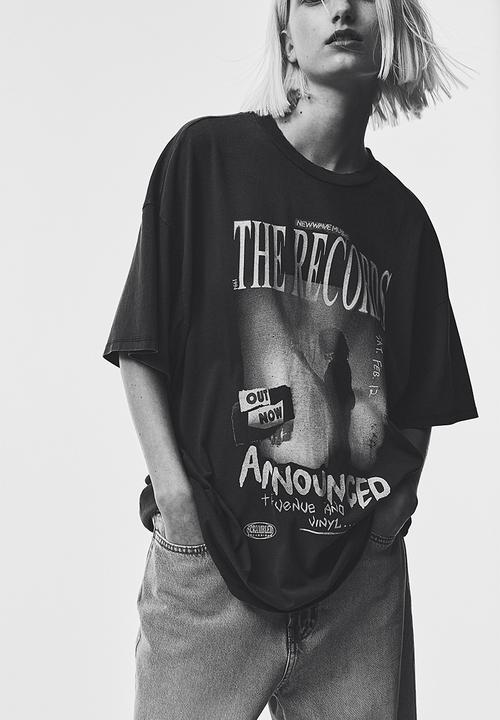 H&M - Oversized printed t-shirt - grey, multi
