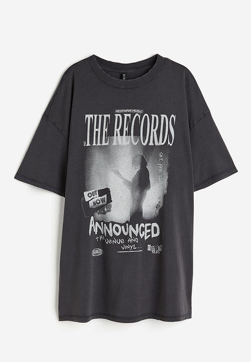 H&M - Oversized printed t-shirt - grey, multi