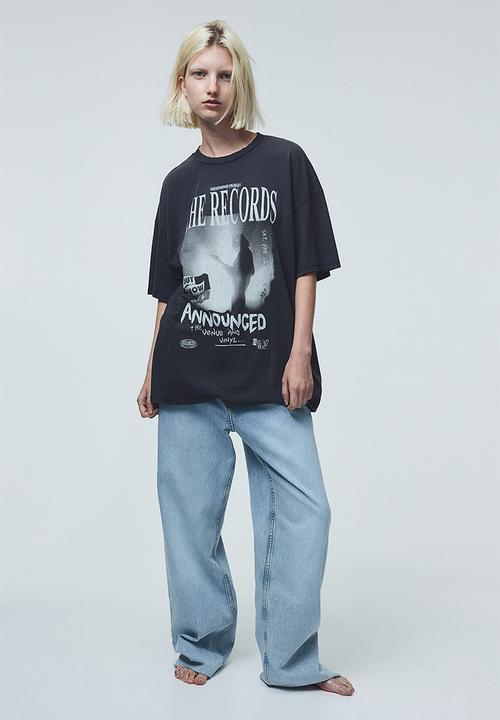 H&M - Oversized printed t-shirt - grey, multi