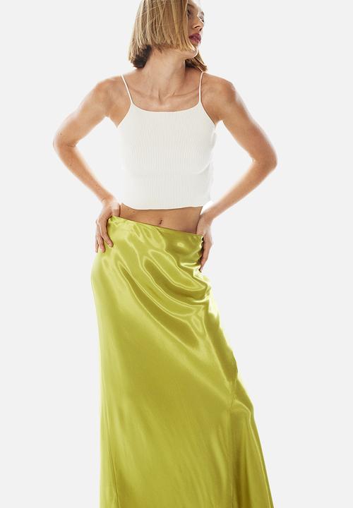 H&M - Satin maxi skirt - green