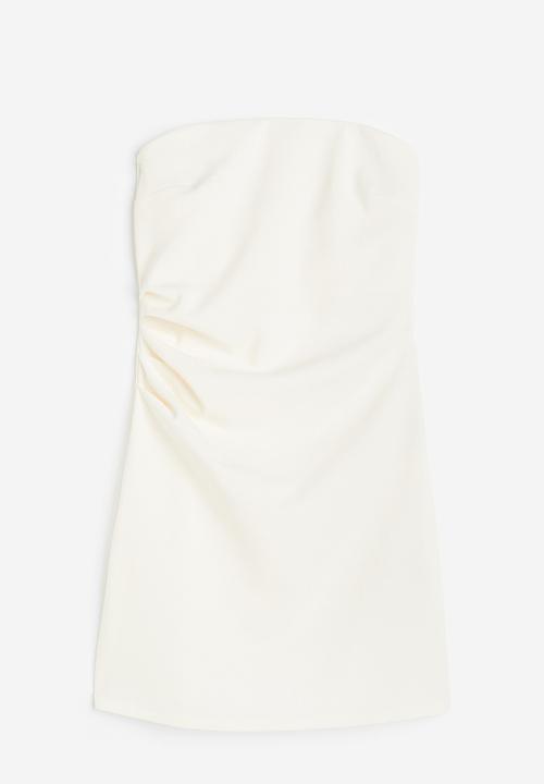 Pleated tube dress - white - 1196140002