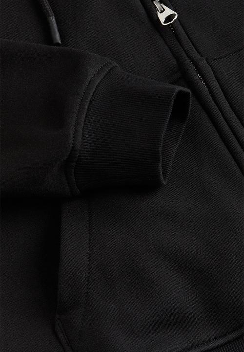 H&M - Embroidered zip-through hoodie - black
