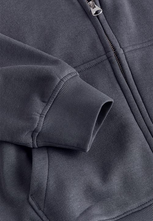 H&M - Embroidered zip-through hoodie - grey
